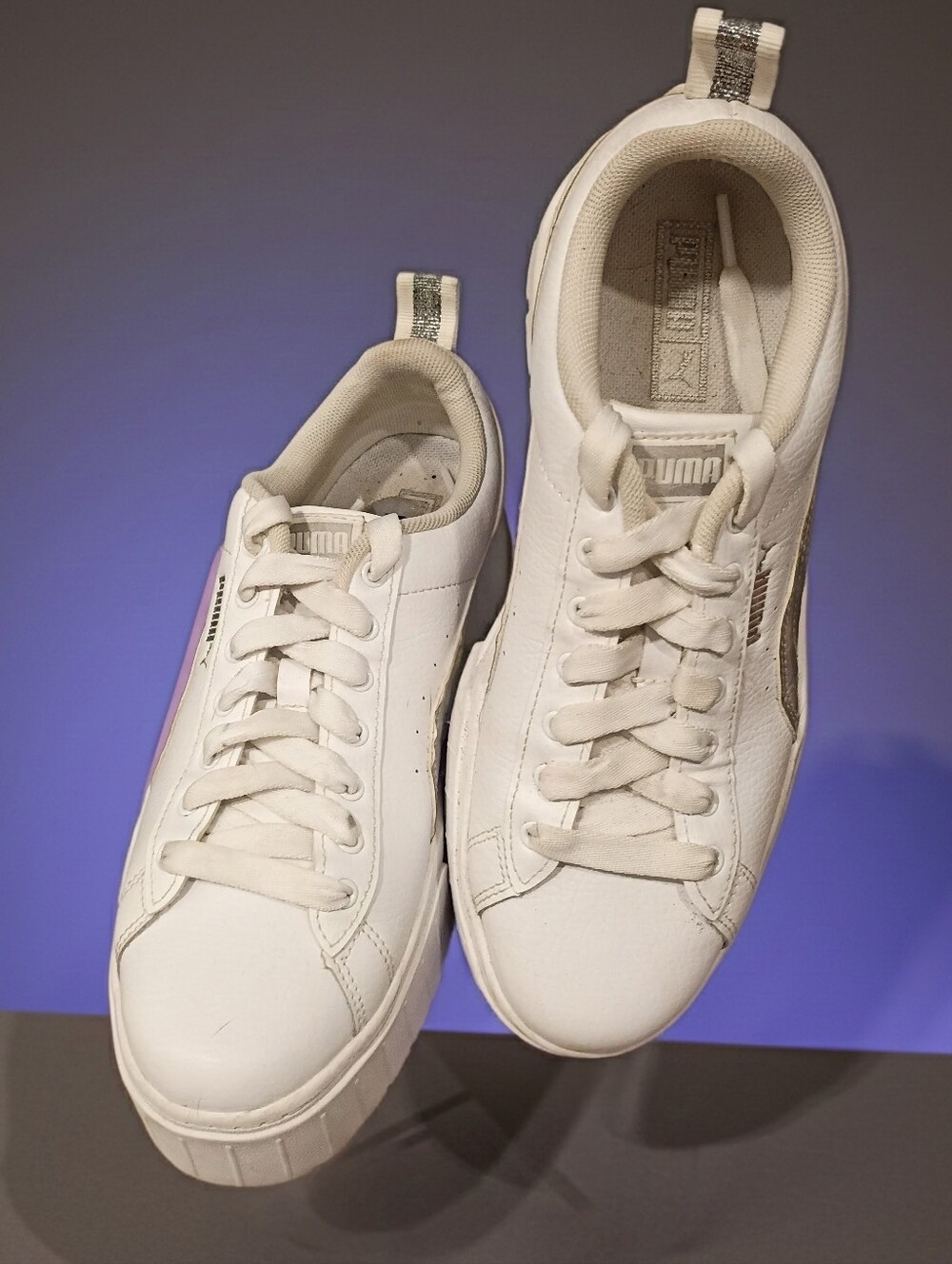 Puma Platform Sneakers White w/ Holographic Detail 7